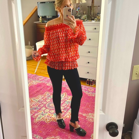 Tory Burch Smocked off Shoulder Blouse - Picture 3 of 4